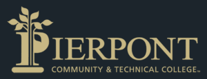 Pierpont Primary Logo in Coal Black Reversed with Vegas Gold