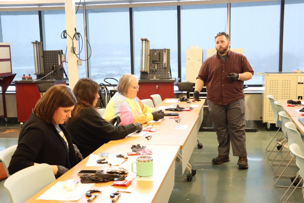 Faculty and staff participate in a recent hands‑on Career and Corporate Training session at Pierpont, where they explored equipment and skills used in the college’s workforce programs.